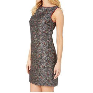Betsey Johnson Womens Leopard Print Sleeveless Dress Red Gold Metallic size 6